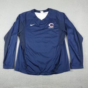 Nike Cincinnati Reds Pullover Mens Large Blue Long Sleeve Windbreaker  *STAINED*